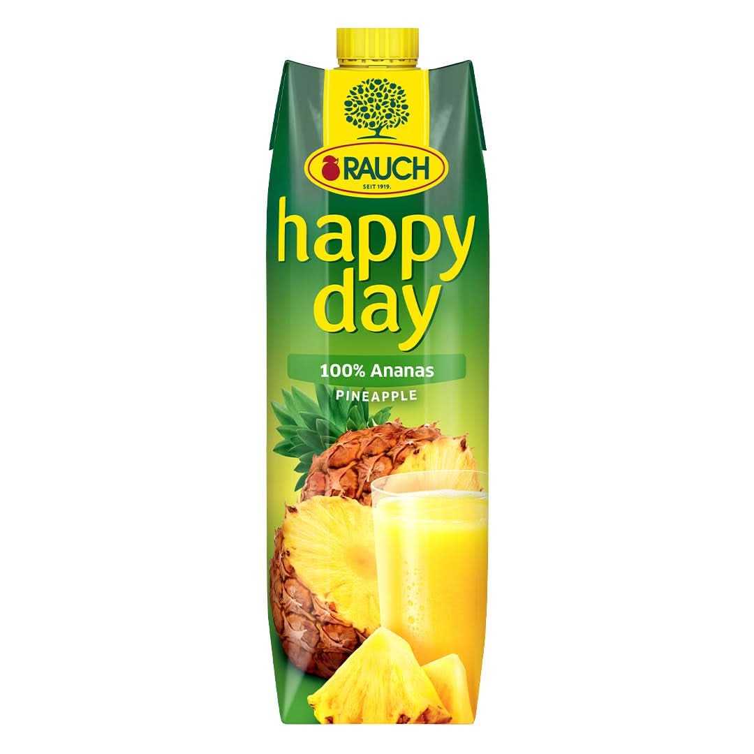 Rauch Happy Day Ananas | Explosion av tropiska smaker | Tillverkad av 100 % koncentrerad ananasjuice | 6 x 1 liter, Tetra Prisma Alkoholfria drycker Naty Shop