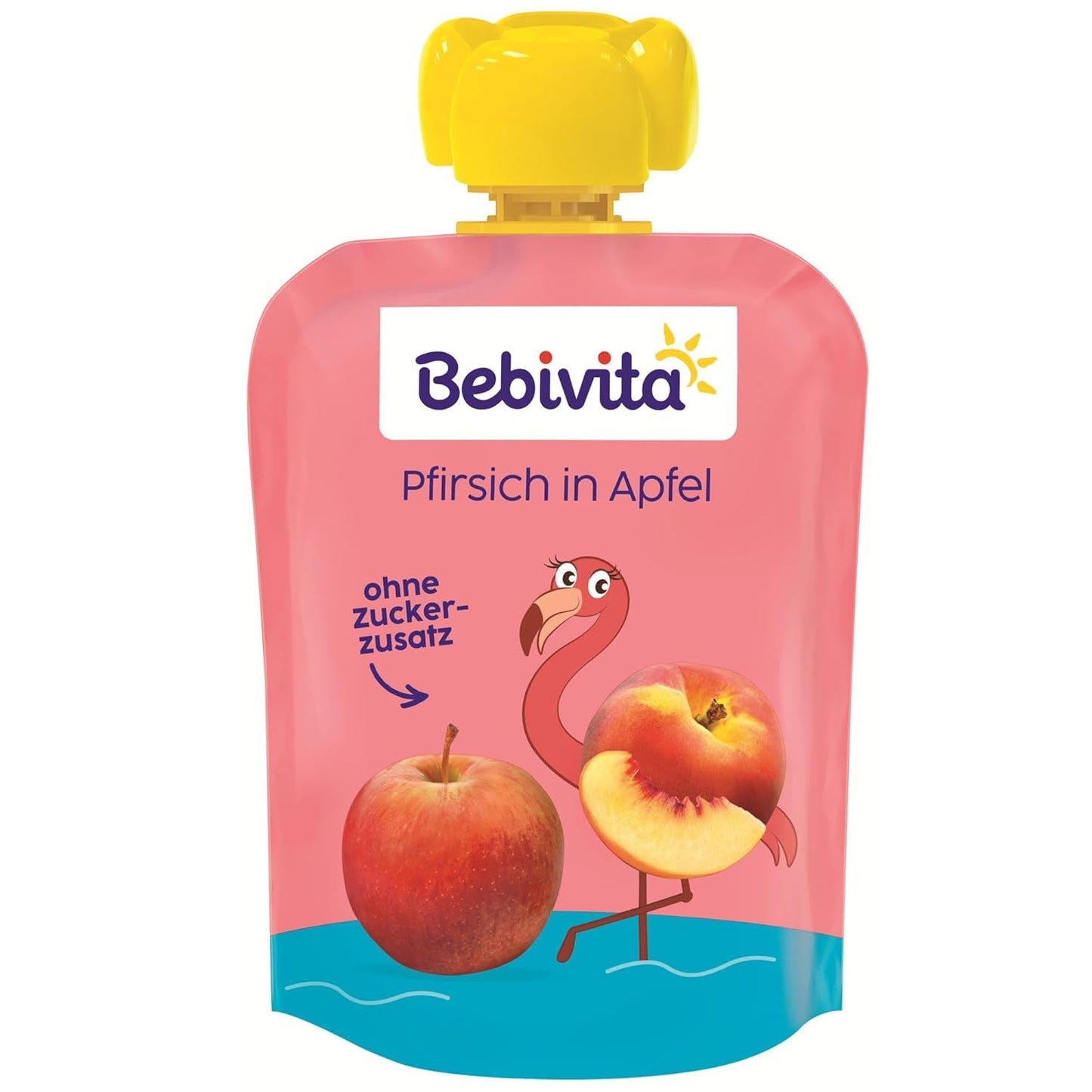 Persikaäpple pressbara påsar - 16-pack (4 förpackningar, 4 x 90 g vardera), utan tillsatt socker, glutenfri, vegan, perfekt för spädbarn från 5 månader, perfekt för take away