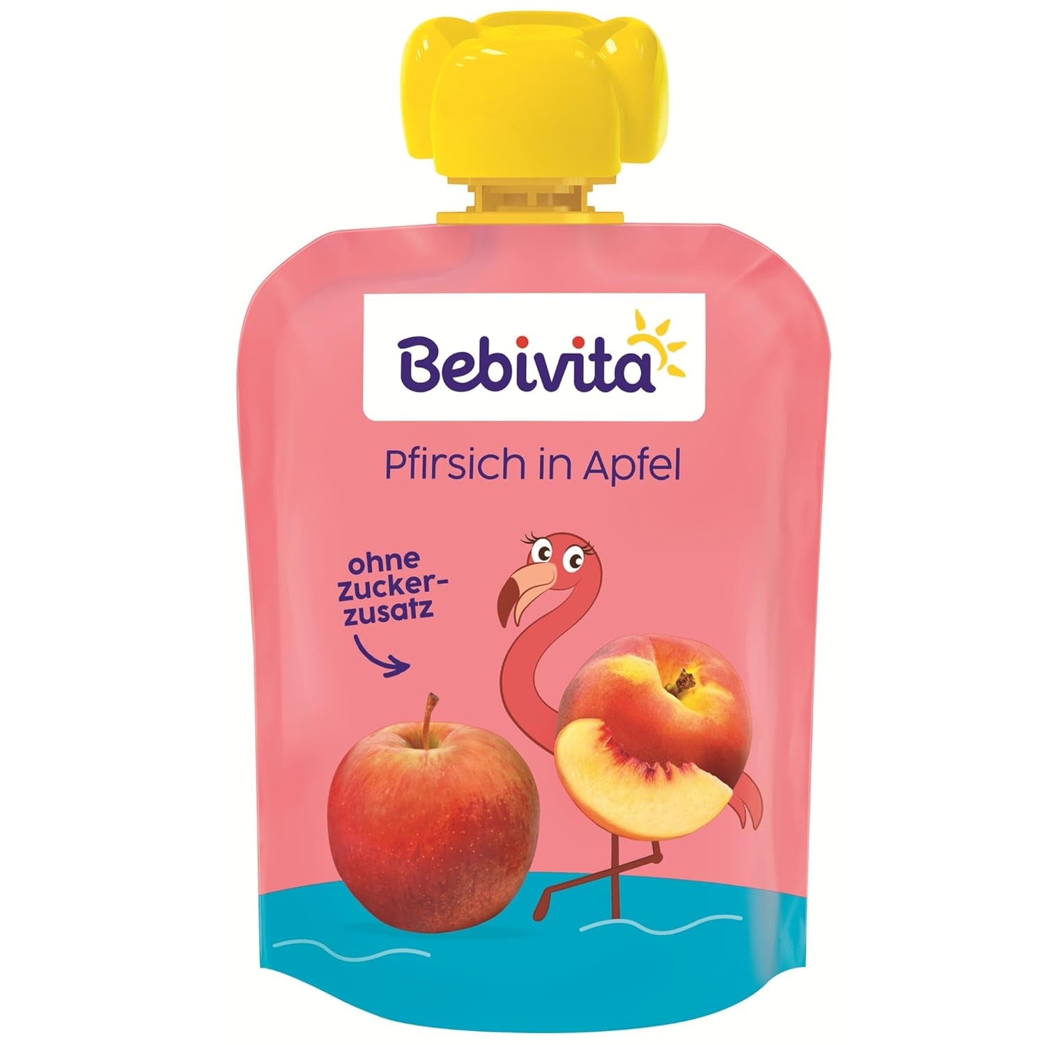 Persikaäpple pressbara påsar - 16-pack (4 förpackningar, 4 x 90 g vardera), utan tillsatt socker, glutenfri, vegan, perfekt för spädbarn från 5 månader, perfekt för take away
