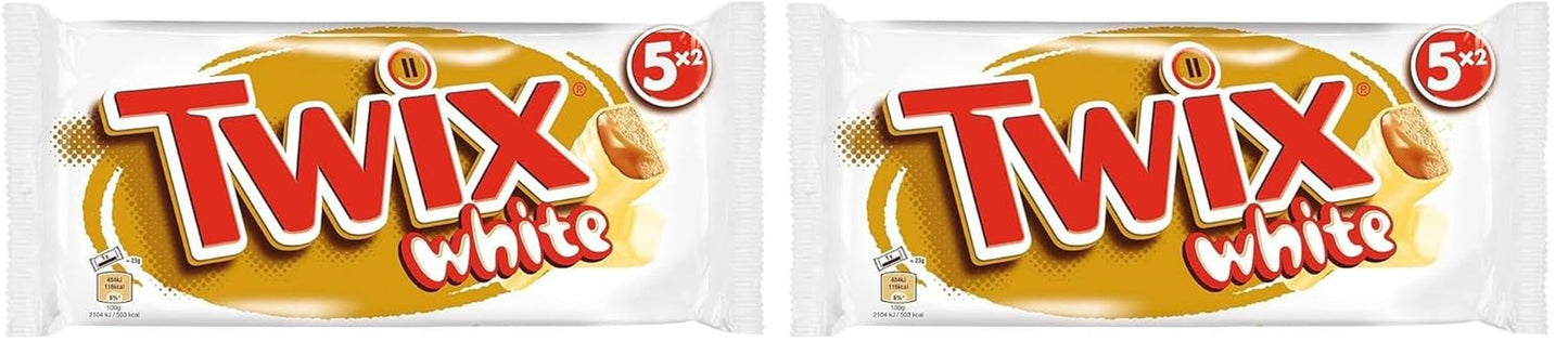 Twix vita chokladkakor; kola, kex, vit choklad; flera paket choklad; 5 barer (5 x 46 g)