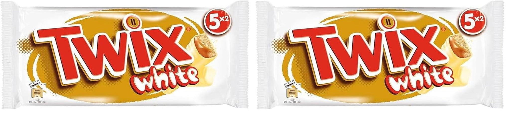 Twix vita chokladkakor; kola, kex, vit choklad; flera paket choklad; 5 barer (5 x 46 g)