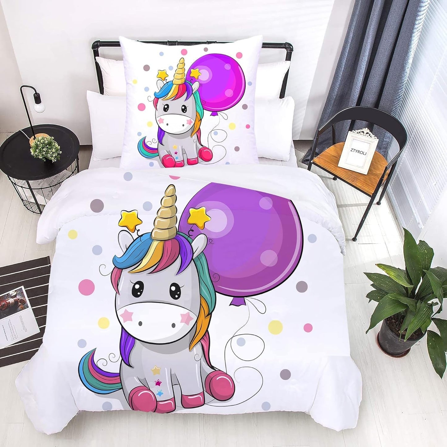 Sängkläder för barn, olika storlekar och olika animerade karaktärer Sängkläder - barn Naty Shop Unicorn (modell 2) 135X200Cm+80X80Cm