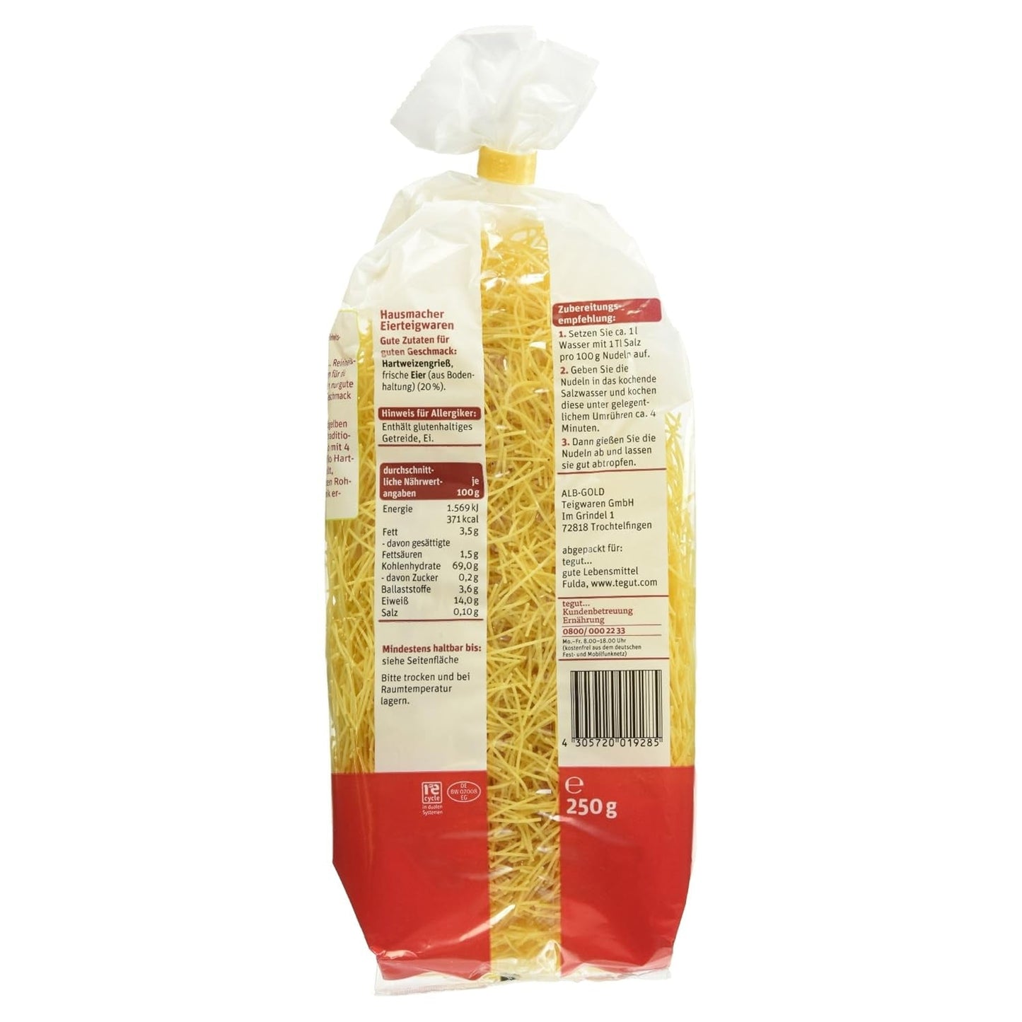 tegut... Äggnudlar Paket med 6 (6 x 250 g)