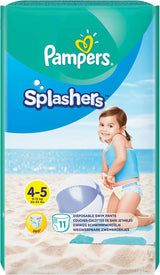 Pampers (gammal version), Splashers engångsbadshorts - Storlek 5/6 (14 kg+) - Kartong med 8 förpackningar om 10