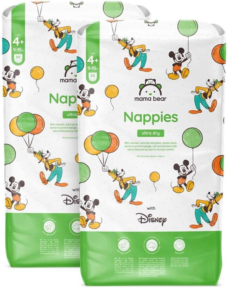 Amazon Märke: Mama Bear Disney Ultra Dry blöjor, storlek 3 (4-9 kg) - Månadslåda, vit, 172 count (2 förpackningar om 86)