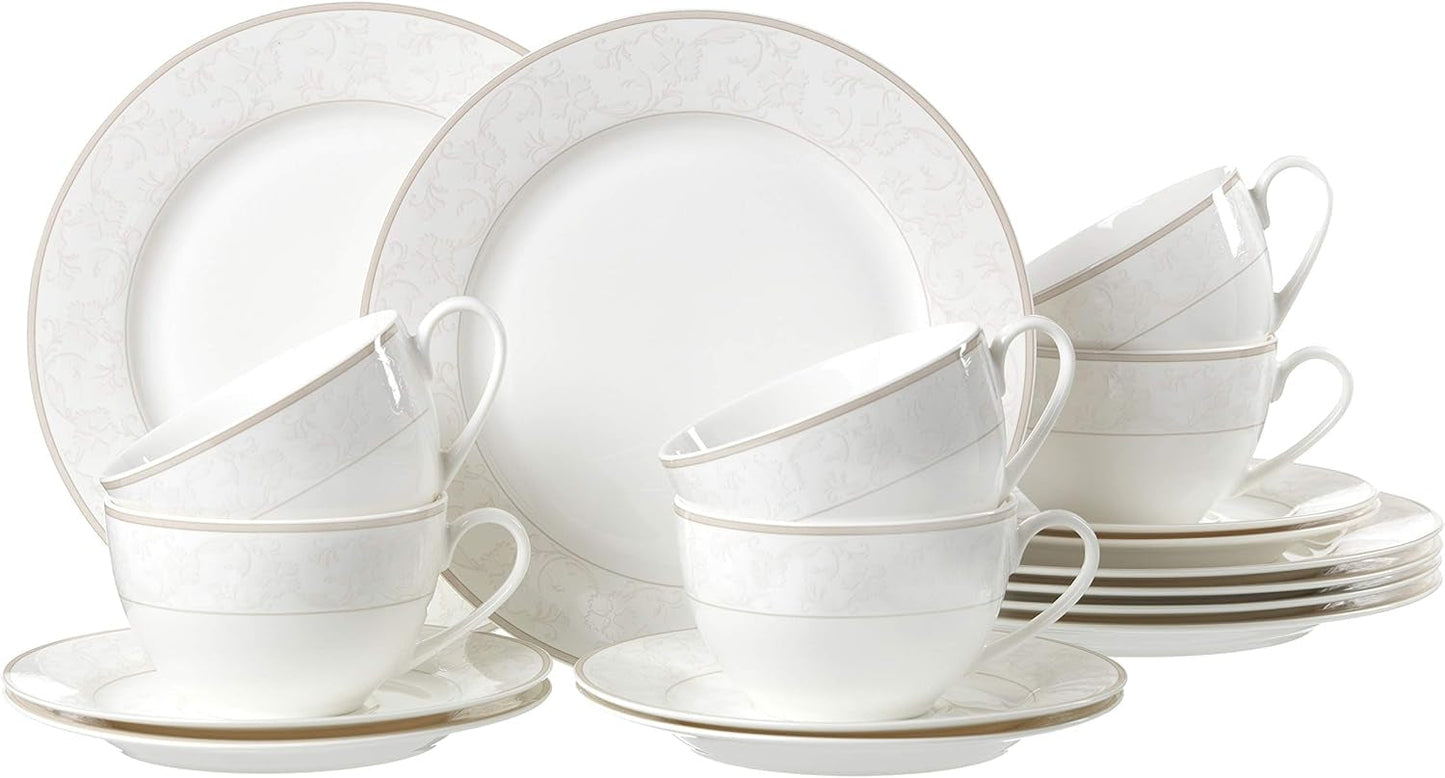 Ritzenhoff & Breker Isabella kaffeservering, 18 stycken, fint porslin, vit med ornament, 37 x 26 x 25 cm