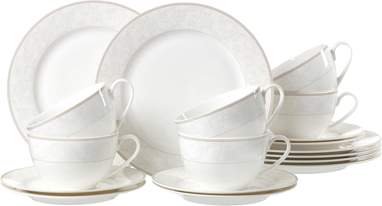 Ritzenhoff & Breker Isabella kaffeservering, 18 stycken, fint porslin, vit med ornament, 37 x 26 x 25 cm