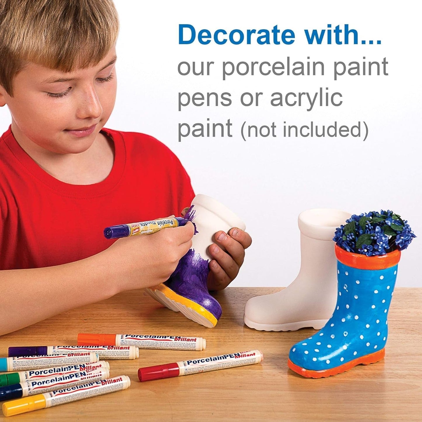 Baker Ross 'Wellies' keramiska krukor för barn (2-pack)