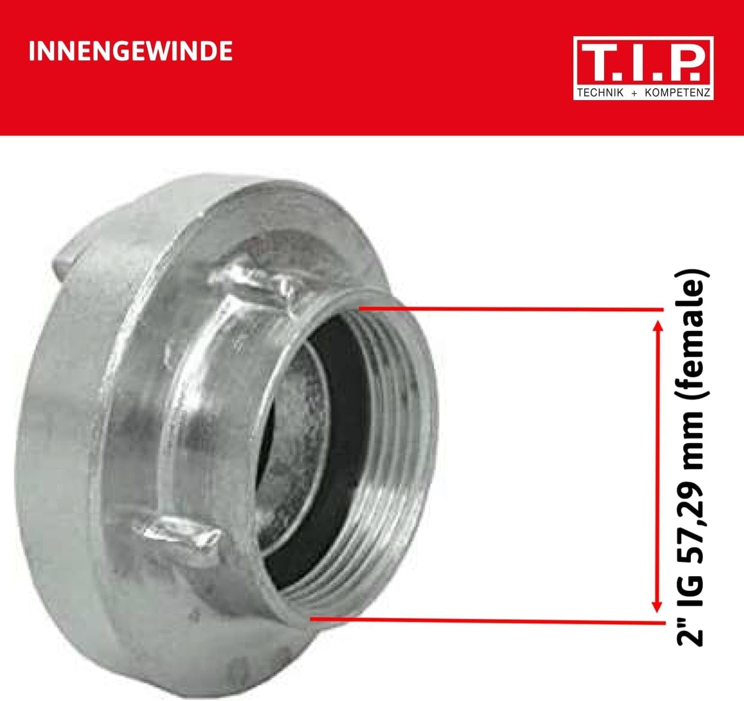 Storz TYPE C 52 koppling, 2" invändig gänga, för rör och kopplingar med nitril O-ring för sug- och tryckinsatser, tillverkad av aluminium, 31092