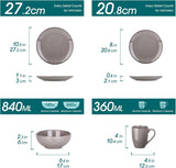 Vancasso 12-personers servisset Navia servisset i stengods 48 delar kombinationsset med tallrikar Salladstallrikar Skålar och koppar Vintagelook Naturlig design