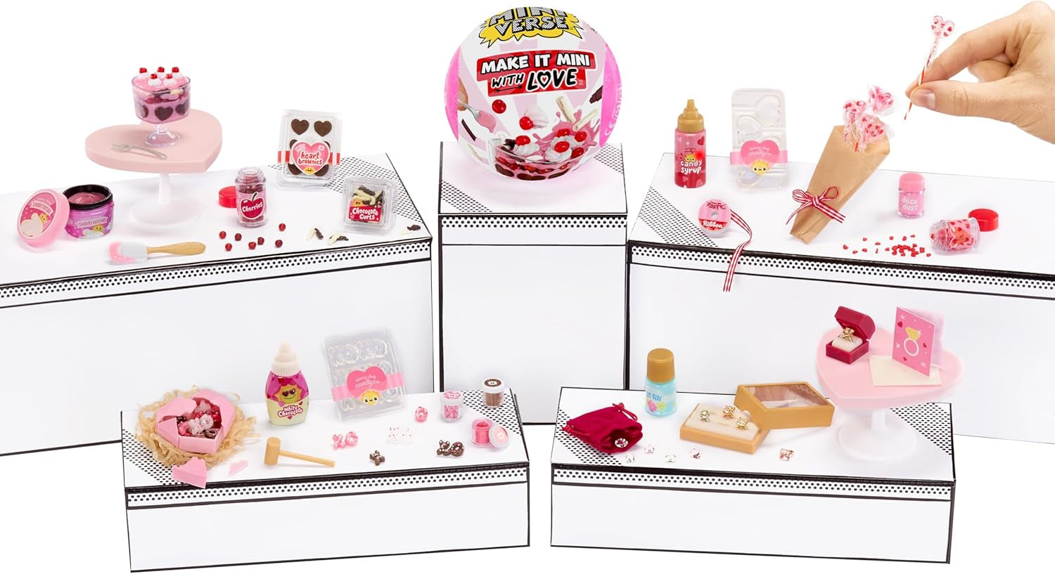 MGA Miniverse - Make It Mini with Love - Mini Samlarföremål, DIY Resin Craft Kit, Alla hjärtans dag-serien, matrepliker, icke-ätbara - för samlare och barn från 8 år och uppåt