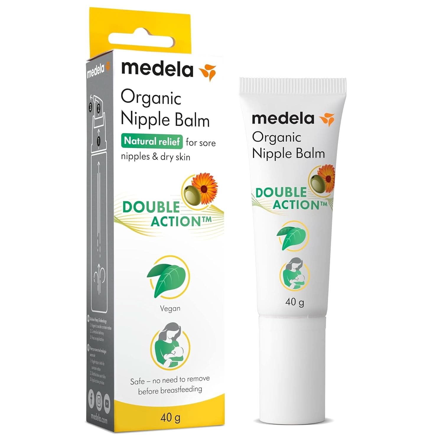 Medela Bio-Brustwarzenbalsm – Beruhigend Und Pflegend Für Stillende Mütter – Hergestellt Aus Naturichen, Sicheren Inhaltsstoffen – Linderung Bei Beanspruchten Brustwarzen – Postpartum Essentials 40 G Tillbehör Mat och amning Baby Naty Shop Bio Brustwarzencreme 40G