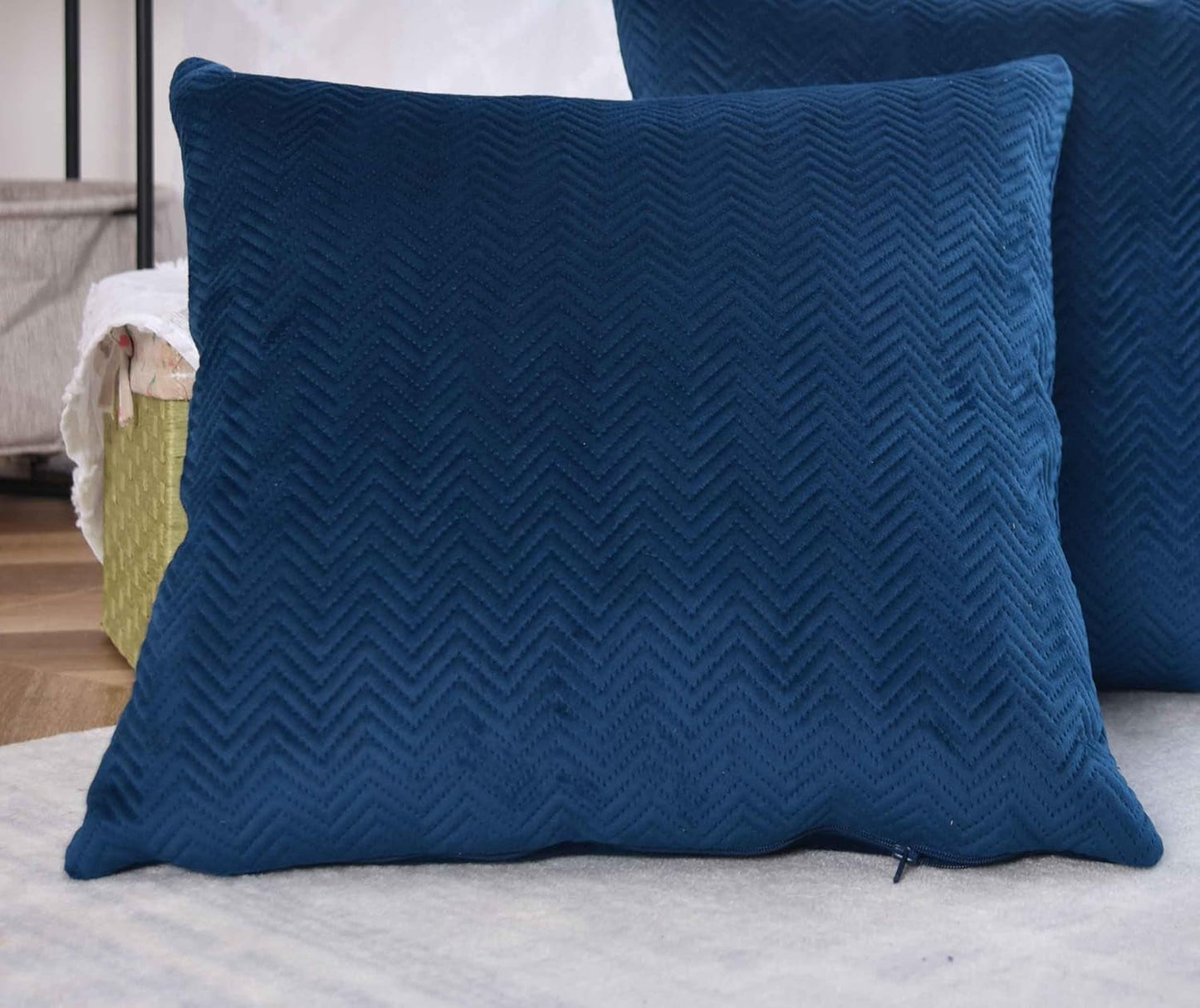 Gardinlåda Kudde Dekorativ kudde Lxb 45X45 Cm Grön Jacquard "Greta" Med Fiskbensdesign Lättskött Dragkedja Mjuk fyllning 320G - Olika färger, 2023510 Naty Shop Resekuddar Blå