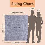 Chunky stickad filt, plagg, 100% handstickad med jumbo chenillegarn (127 X 152,4 Cm, lila grå) Sängar och filtar Adyrescia