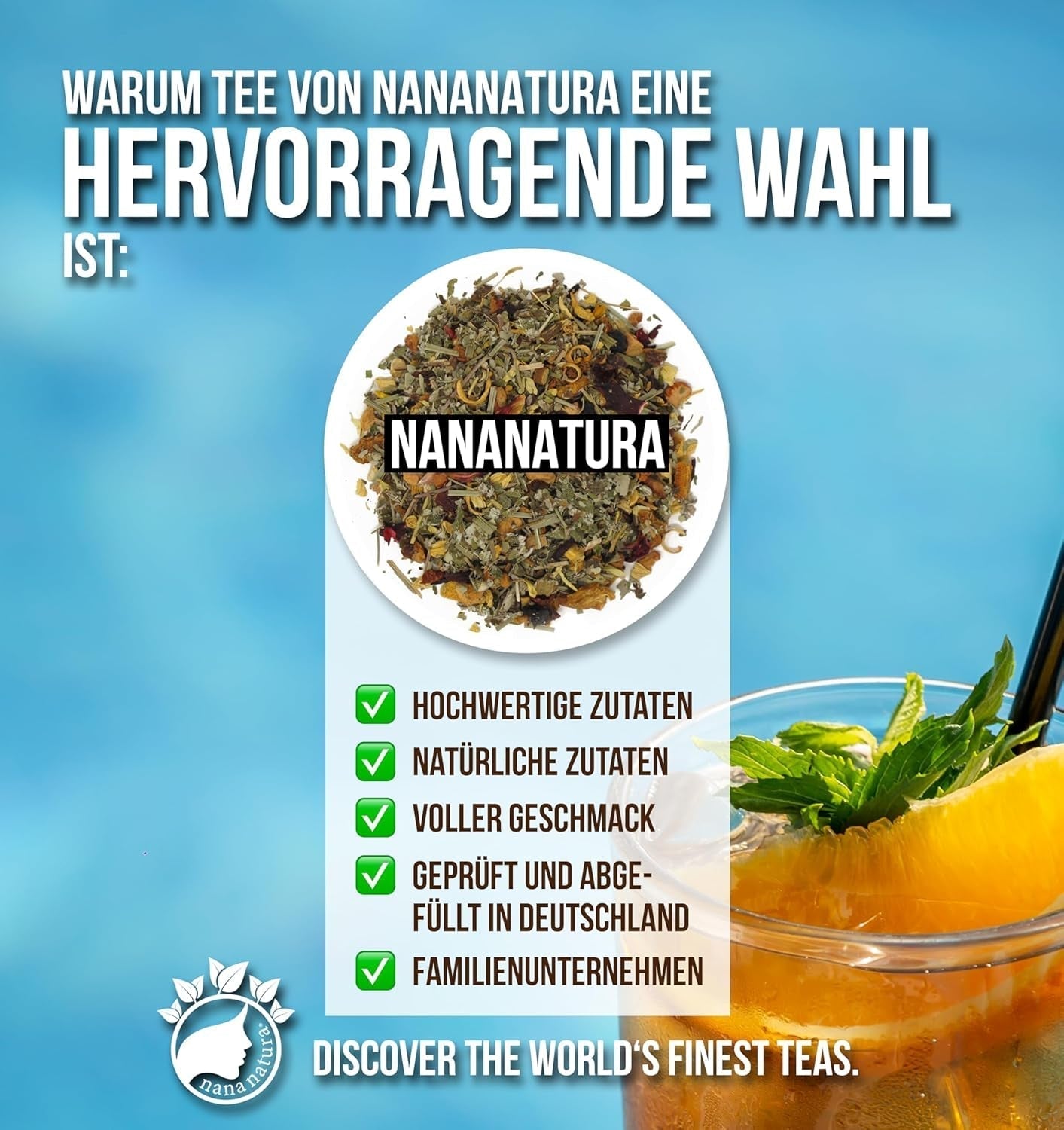 Nananatura'S Original LEMON BLISS TEA 85G | Fruktigt och uppfriskande sommarörte | Som kallt te, iste eller klassiskt varmt | Med blommor, löv och solmogna bär | Inget socker