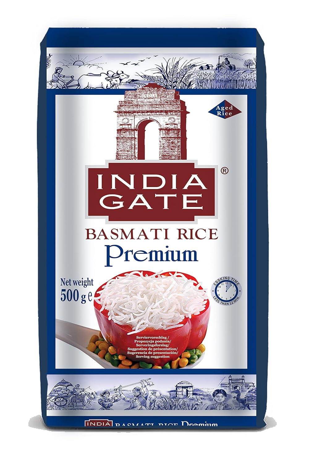 INDIA GATE Premium Basmatiris – Aromatiskt, fint långkornigt ris från Indien, fint långkornigt (1 x 500 g)