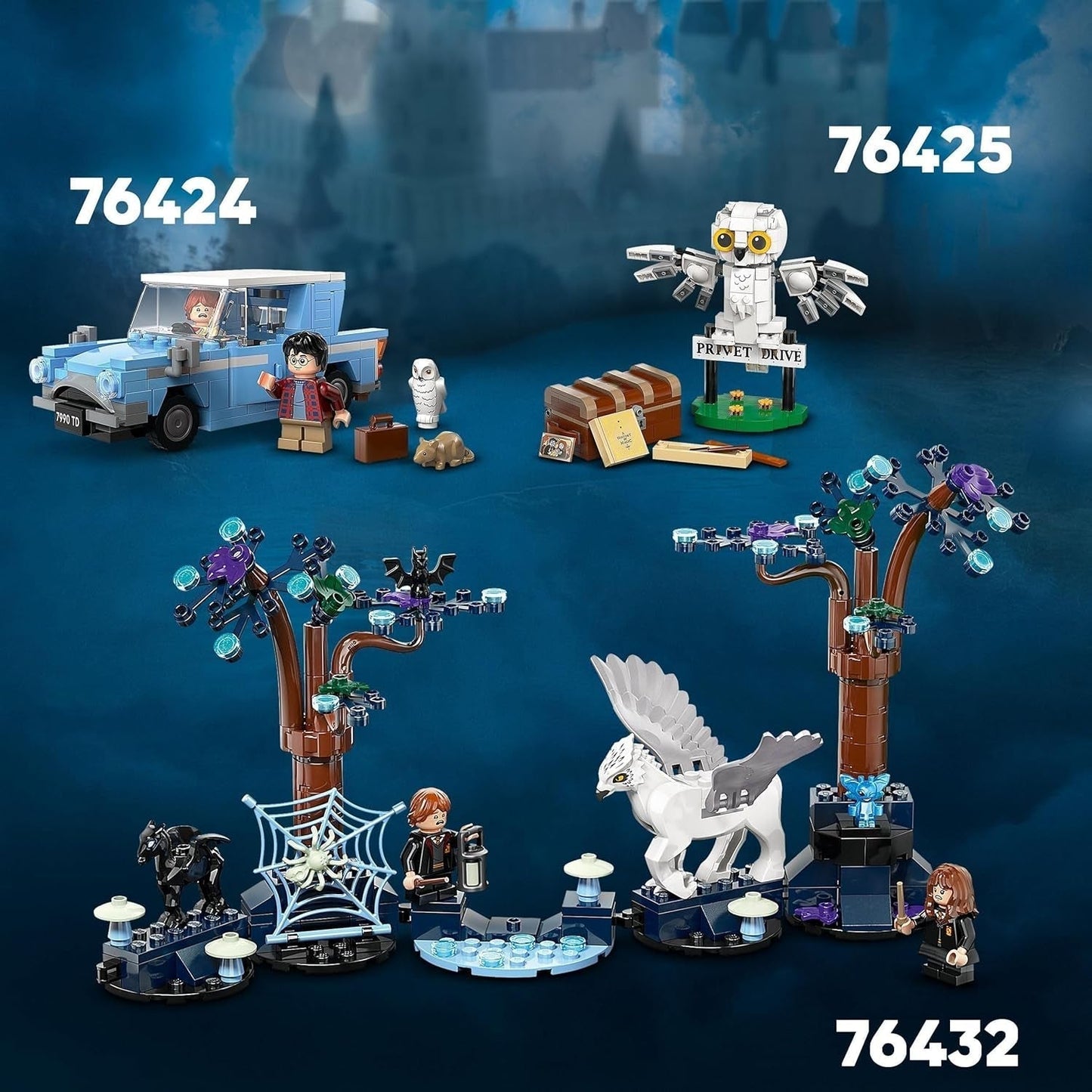 LEGO Harry Potter Hedwig i Liguster Drive 4 Set med leksaksugglor för barn, byggbar djurfigur med Hogwarts resväska, liten present till pojkar, tjejer och alla fans från 7 år 76425 Byggset Besuche den LEGO-Store