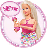 Simba 105733480 - Steffi Love Babyryggsäck, Gravid docka med baby och fantastiska ljud, Babytillbehör och bärsele, Pink Naty Shop Dolls