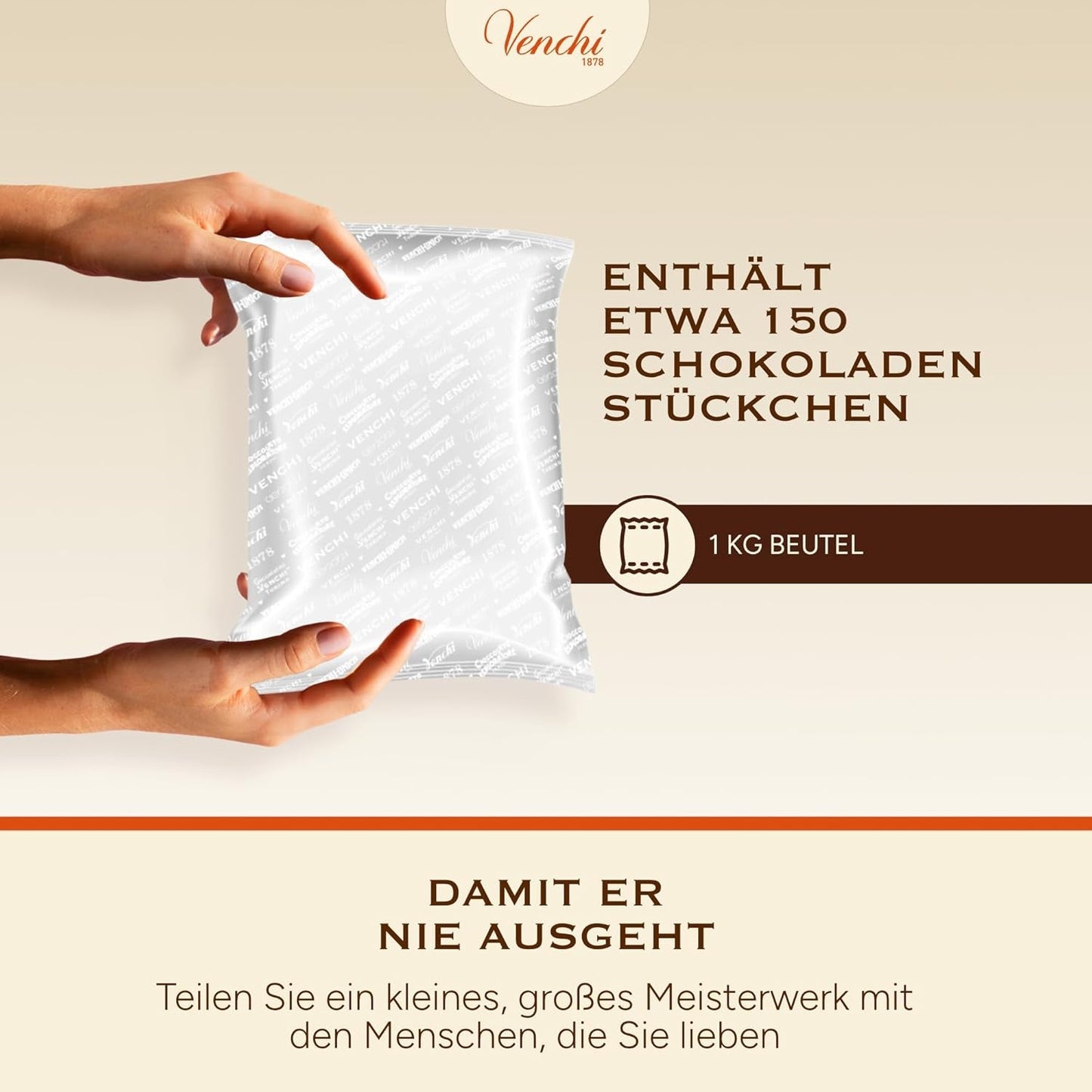 Venchi – Granblend Extra Black 75 % INGEN tillsatt socker, 1 kg – INGEN konstgjorda sötningsmedel – Glutenfri – Vegansk