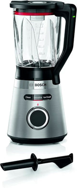 Bosch Standmixer Vitapower Serie 4 MMB6382M, Edelstahl-Klingen Tillverkad i Tyskland, 1,5L Thermosafe Glasbehälter, Stopfer, Sicherheitsdeckel, Spülmaschinengeeignete Teile, 30 000 U/Min, 1200 W, Edelstahl Kitchen Naty Shop Standmixer