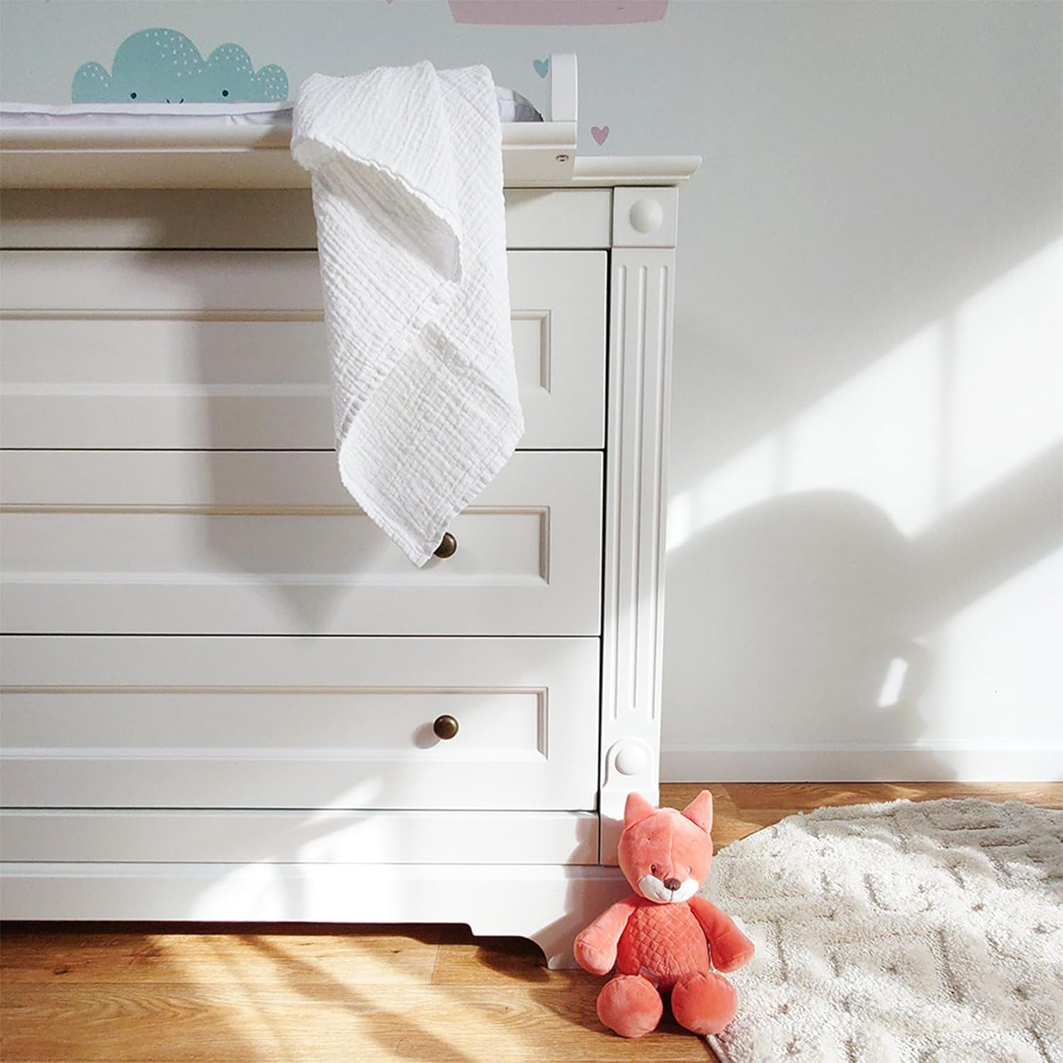 MAKIAN Muslin Squares, paket med 10, 80x80 cm, Oeko-TEX® Standard 100 Certified, 10 Premium Burp-dukar - Dubbelvävda tygrutor / Muslin Squares, Kokbeständig - Vit