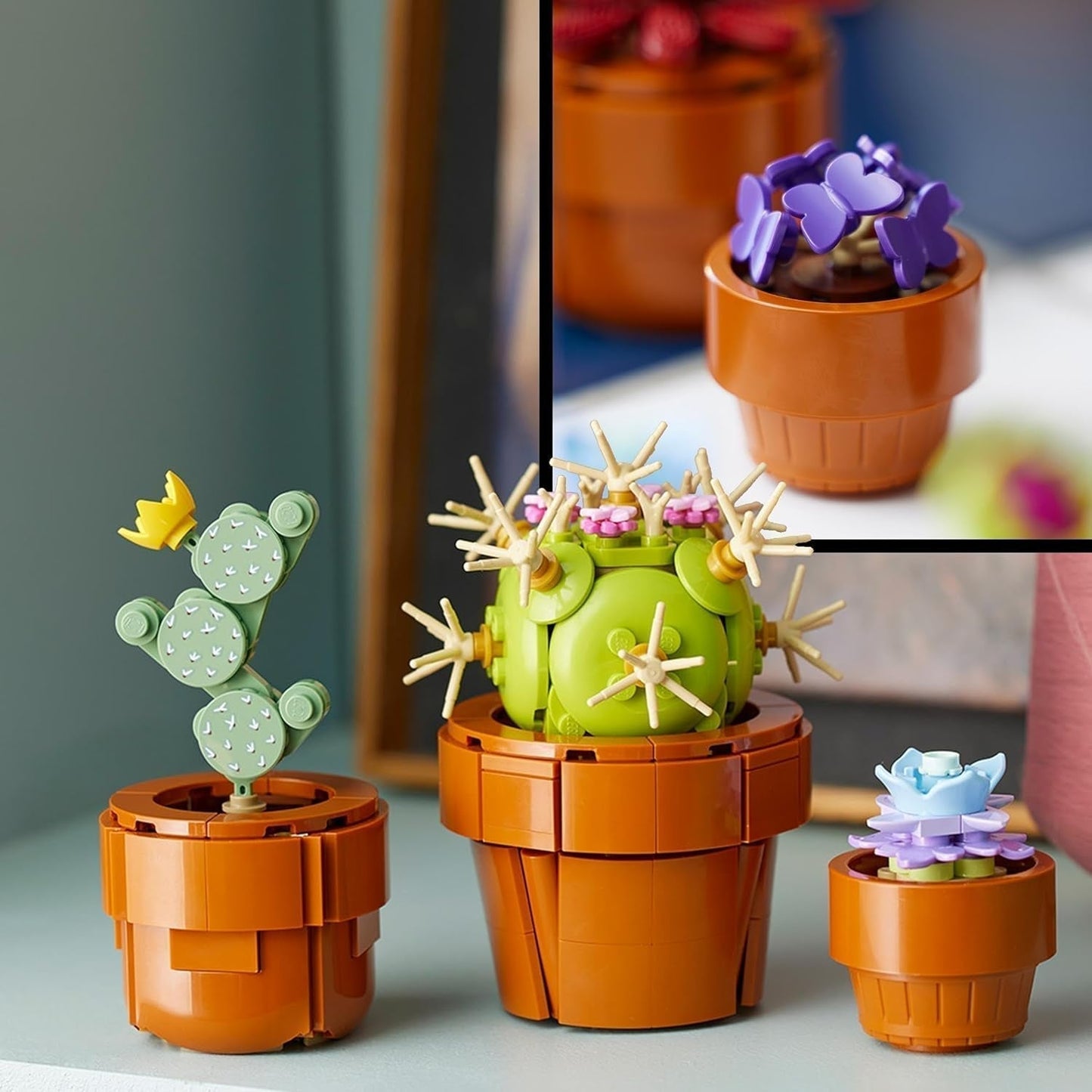LEGO Icons miniväxter, 9 byggbara konstgjorda blommor, botanisk samlingsset för vuxna med byggbar terrakottakruka, heminredning, present för kvinnor och män 10329 Byggset Besuche den LEGO-Store