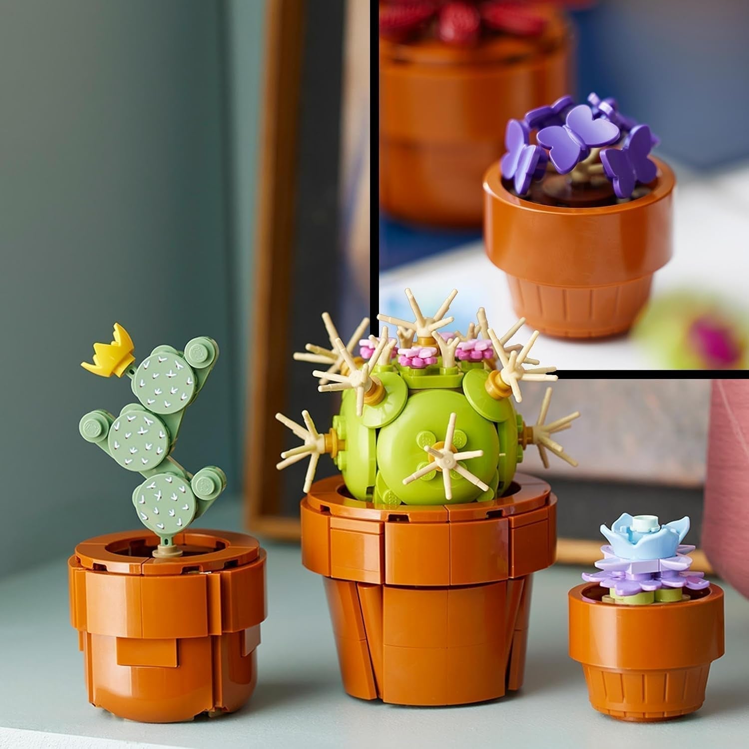 LEGO Icons miniväxter, 9 byggbara konstgjorda blommor, botanisk samlingsset för vuxna med byggbar terrakottakruka, heminredning, present för kvinnor och män 10329 Byggset Besuche den LEGO-Store