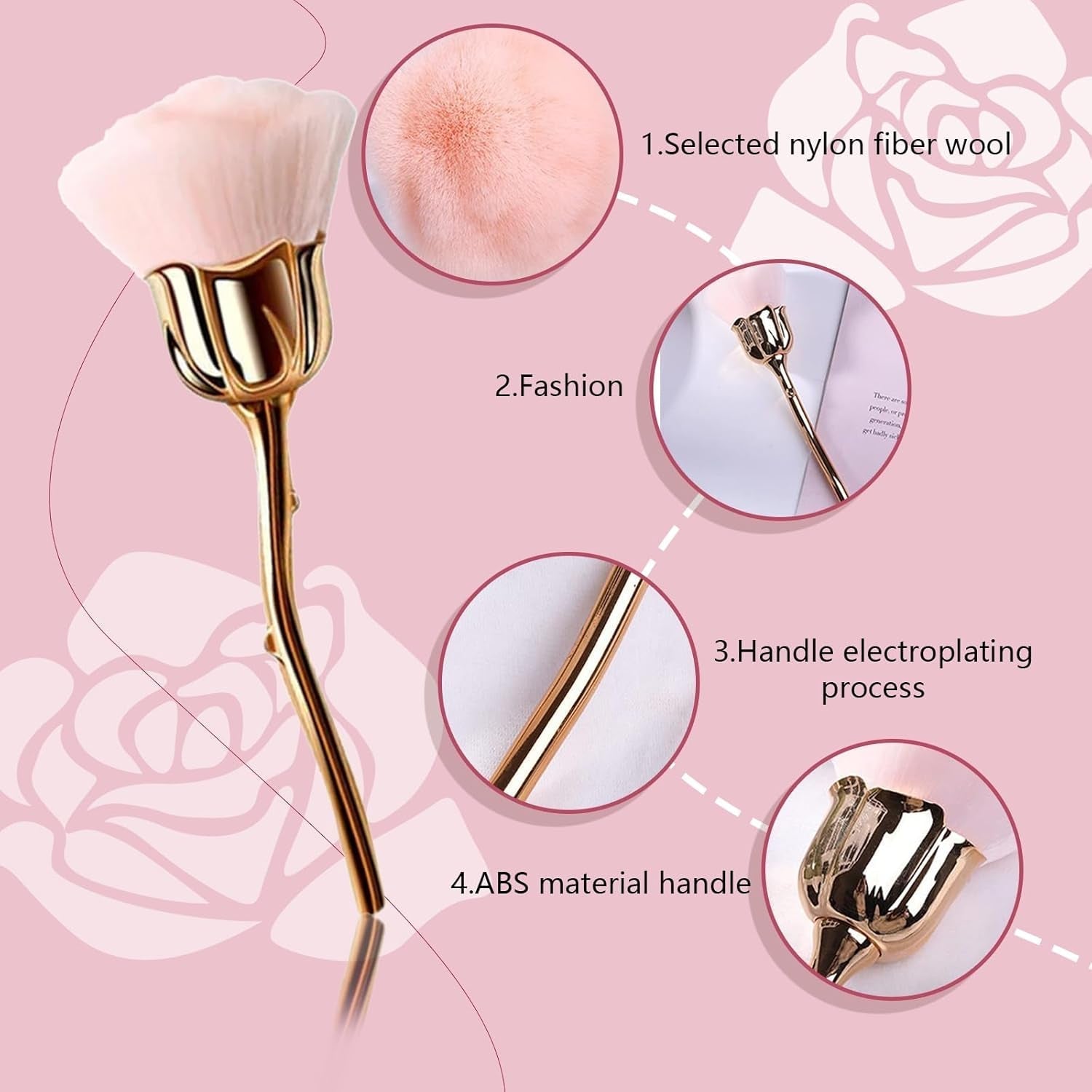 Nagelkonst Staubpinsel für Maniküre Rose Kopfbürste, Nagel Kunst Staub Entferner Brush, Make-Up-Brushes Weich, Nagel Werkzeuge