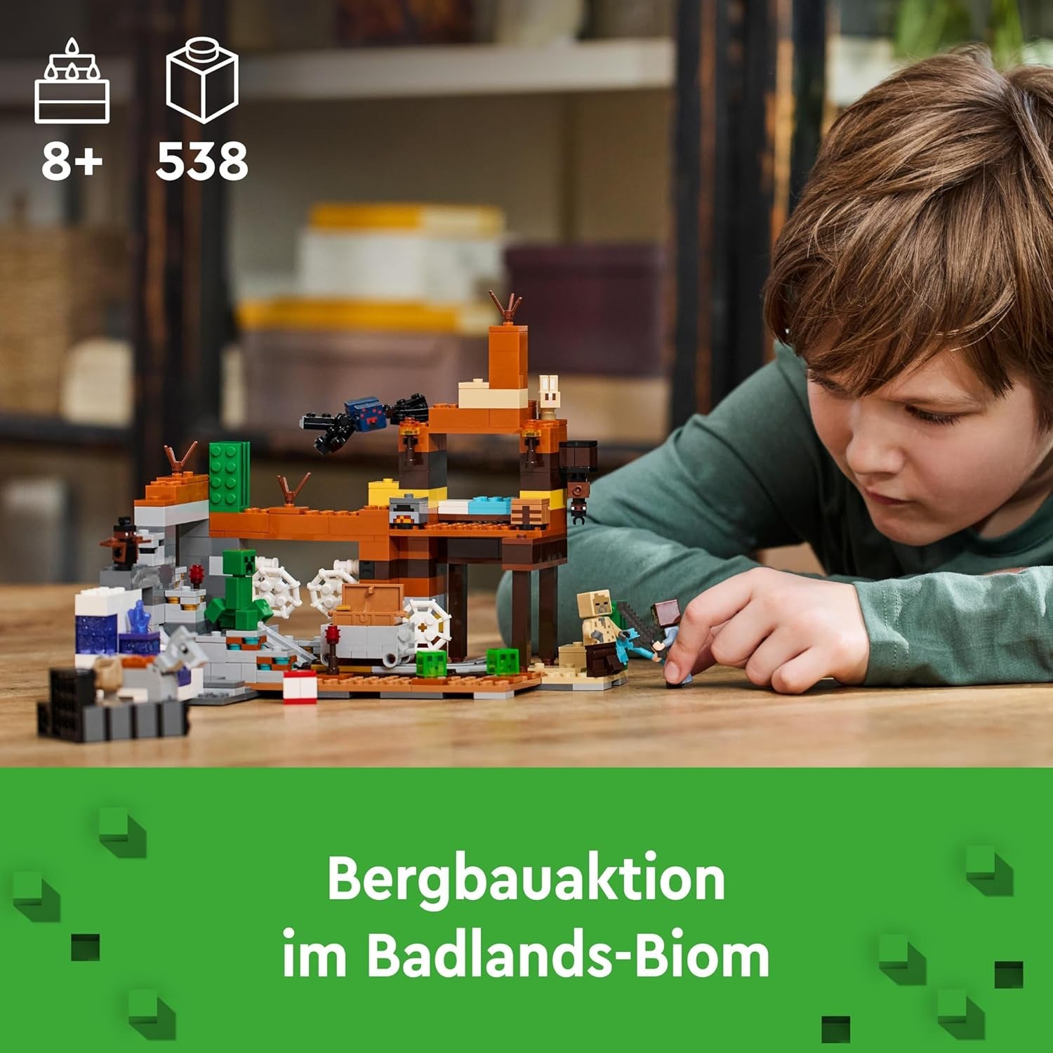 LEGO Minecraft Badlands Mine Videospelsgruvleksaksset för pojkar och flickor i åldrarna 8+ Kul byggstenar Äventyrsset Födelsedagspresent 21263 Byggset Besuche den LEGO-Store