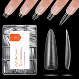 Modelones Nail Tips 216 bitar - Heltäckande Nail Tips Set, Soft Gel Tips Set, Pre-Polishing PMMA Resin Nail Tips, DIY Lime On Nail Art konstgjorda naglar, korta mandlar XS