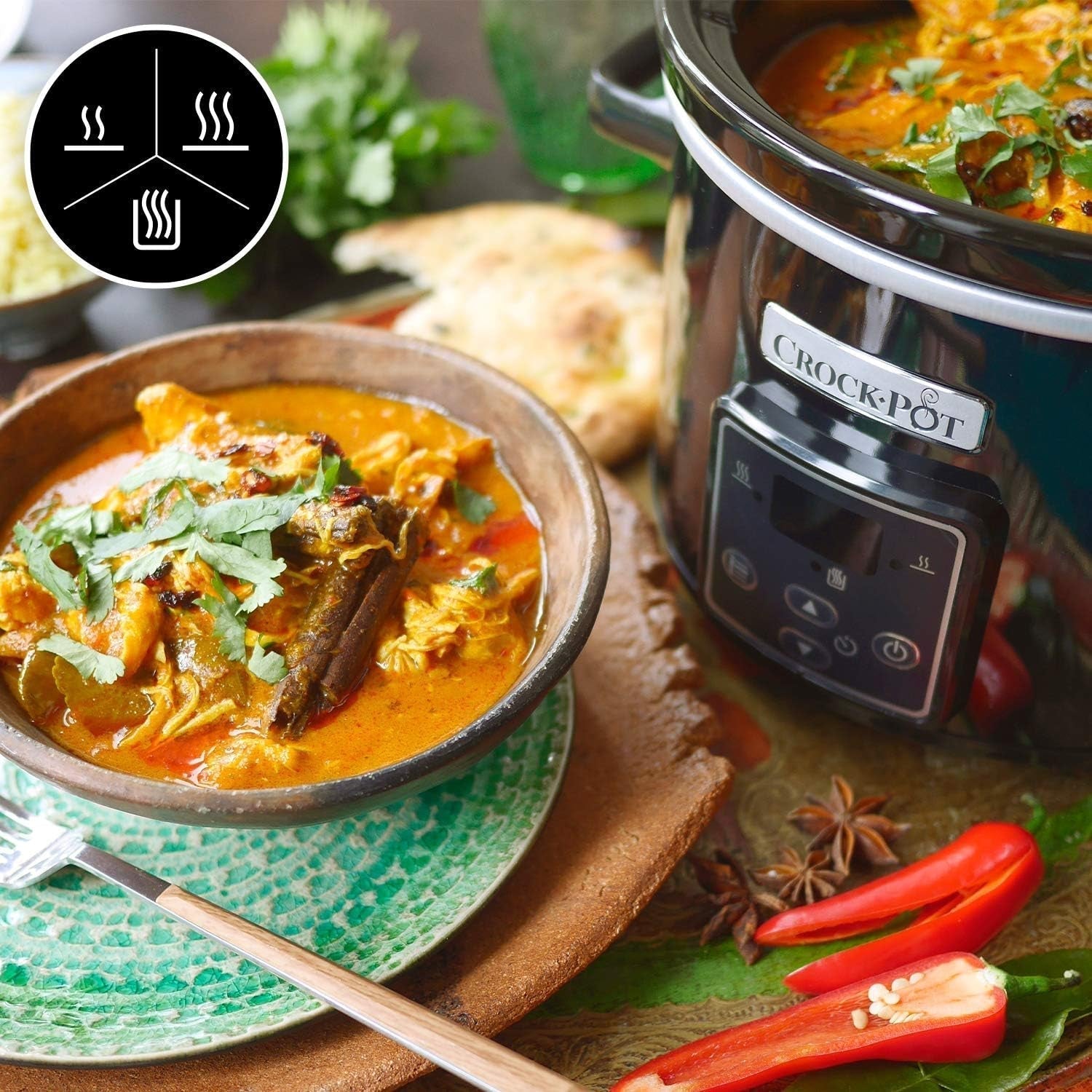 Slow cooker digital Crockpot, varmhållningsfunktion, 2,4 liter (1-2 personer) Slow Cooker Naty Shop