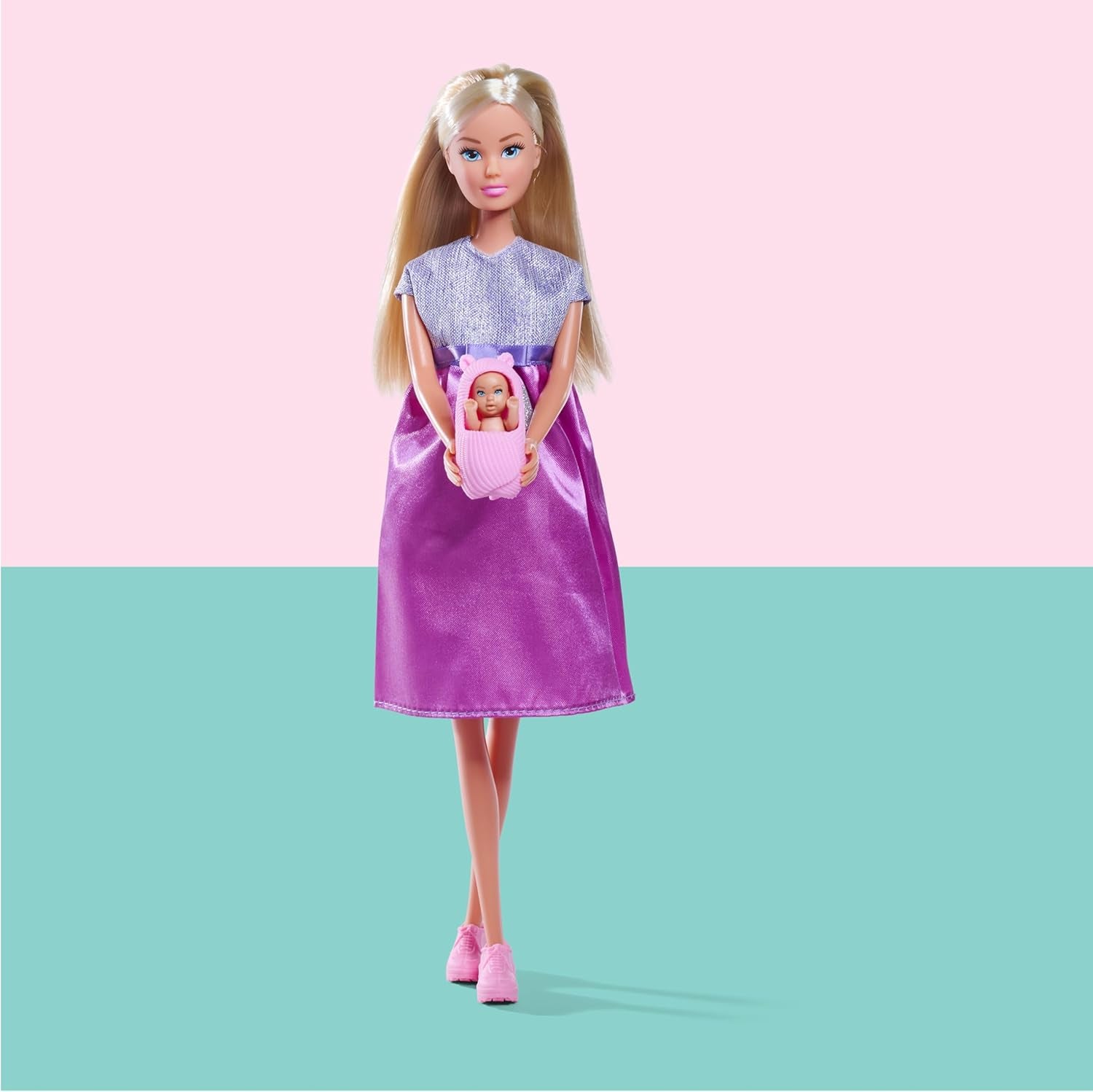 Simba Steffi Love Welcome Baby 29cm Gravid Steffi 12-pack Rollspel Tillbehör Modedocka med 4cm Baby Doll Toy för åldrarna 3+