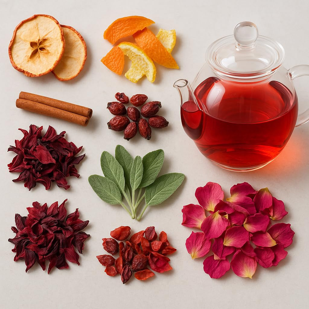 Fruktte – 100g Smaksatt fruktblandning med äpple, hibiskus och kanel – Ziplock-påse, ca. 25 koppar – Inga tillsatser, förpackad i Tyskland