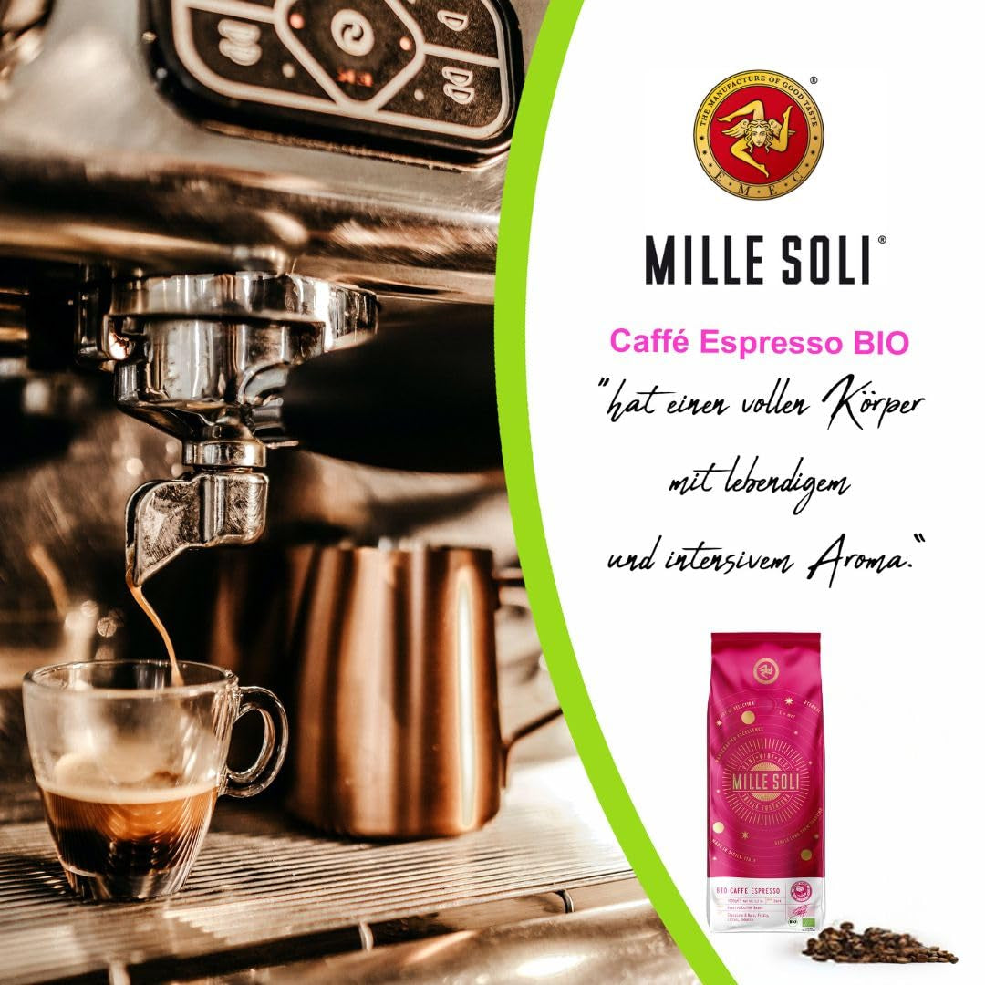 Ekologiska espressobönor 500g i en förseglad kaffelåda - toppkvalitet och återanvändbar - premiumkaffebönor rostade på Sicilien