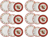 Hutschenreuther Happy Wintertime Red Christmas servisset för 6, porslin, flerfärgat, 6 frukosttallrikar, 6 middagstallrikar och 6 middagstallrikar, diskmaskin och mikrovågssäker