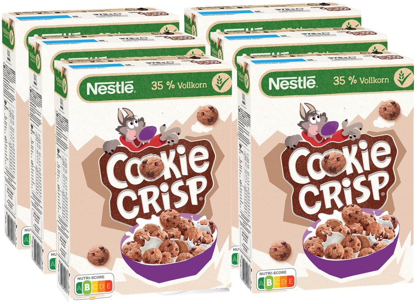 Nestlé Cookie Crisp (+20%), fullkornsfrukostkexflingor för barn, förpackning om 1 (1x450g)
