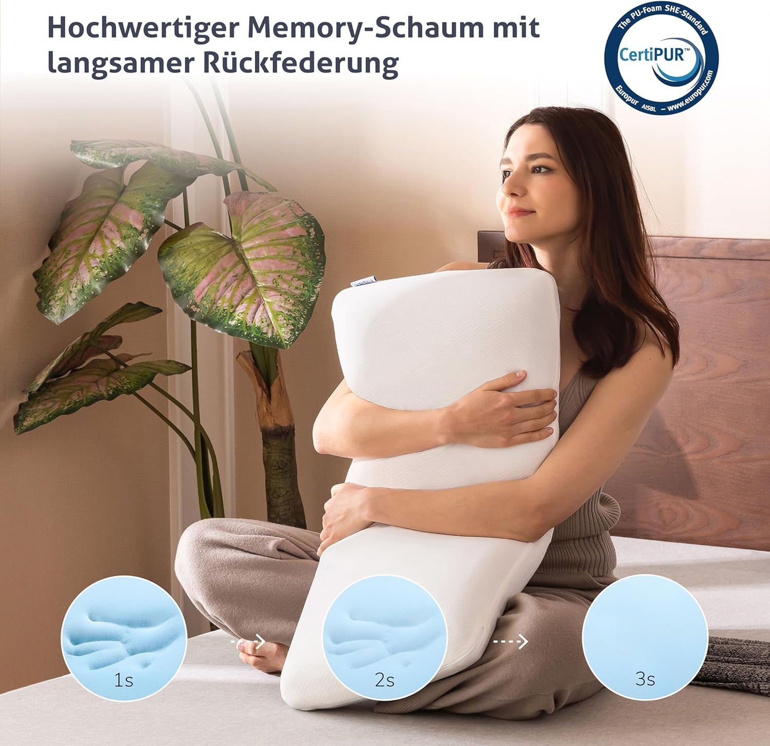 EGO HOME Kudde Memory Foam Mjuk Ergonomisk kudde för ryggsömn Side Sleeper Nackstödskudde med andningsbart och tvättbart överdrag, Oeko-Tex Certified, Nackkudde 75X35Cm Perne standard Naty Shop