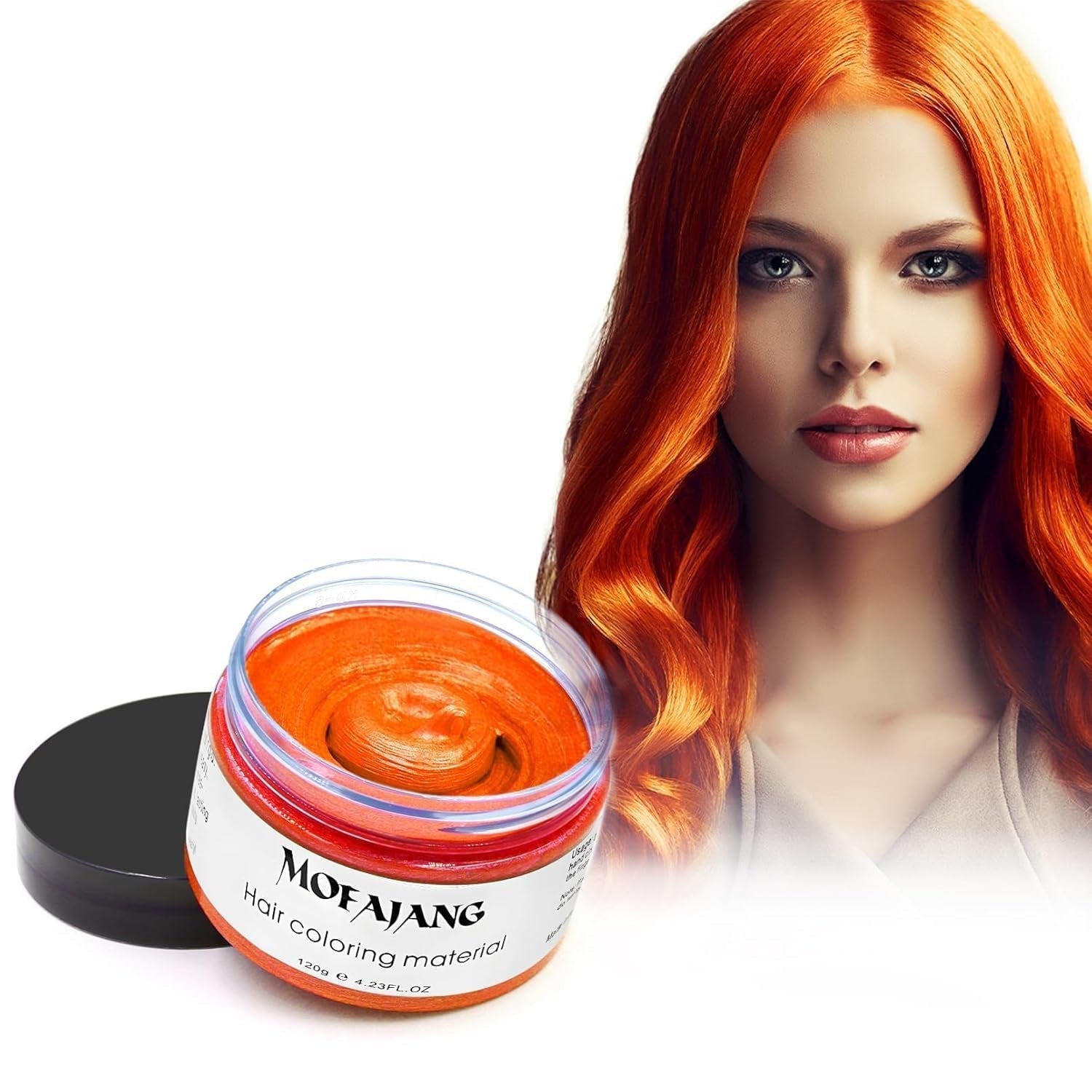 Tillfällig hårfärg, 4,23 uns färgvax för män, kvinnor, tvättbar naturlig färg pomada, omedelbar hårfärg för fest, cosplay, Halloween (röd) Naty Shop Hårfärg Orange 120G (1 förpackning)
