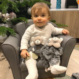 - Plyschleksak med skallra - Björn - 012290 - Grå - Fleece - Födelse - Mjukdjur - Baby - Lugnande - Mjuk - Tvättbar - 13 cm x 10 cm - Från 0 månader Baby Toys Naty Shop