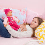 Funktionspuppe Hello Baby mit Geräuschen, bewegt den Mund, interaktiv Puppe, Babypuppe, med Zubehör, 46cm, rosa