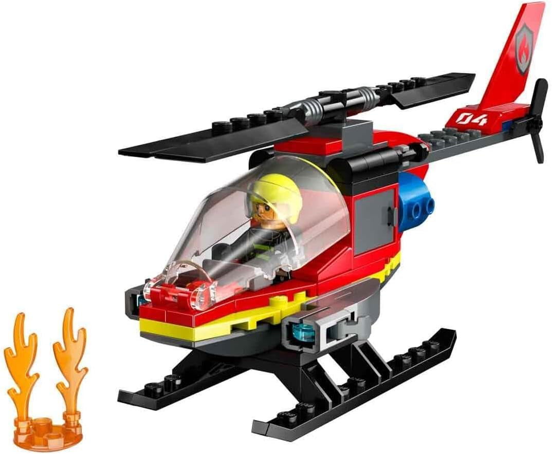 LEGO City Fire Brigade Helikopter, helikopterleksak och pilotfigurset, brandhelikopter för en fantasifull lekupplevelse, present till barn, pojkar och flickor från 5 år 60411 Byggset Besuche den LEGO-Store