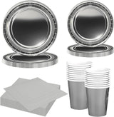 68 delar silverpapper bestickset Silverpapperstallrikar Pappersmuggar Servetter Dekorativa serviser för fest Födelsedag Bröllop Nyår Examen Festtillbehör