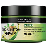 John Frieda - Deep Cleanse & Repair Mask / Treatment - Innehåll: 250 ml - Med hampfröolja + närande avokado - Lugnande hårmask för skadat hår Naty Shop Hair Mask 250 Ml (1 förpackning)