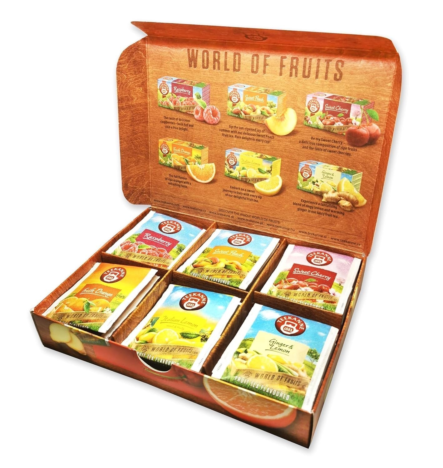 Teekanne World of Fruits (NY UTGÅVA) - Box med urval av fruktteer - 6 smaker * 5 tepåsar
