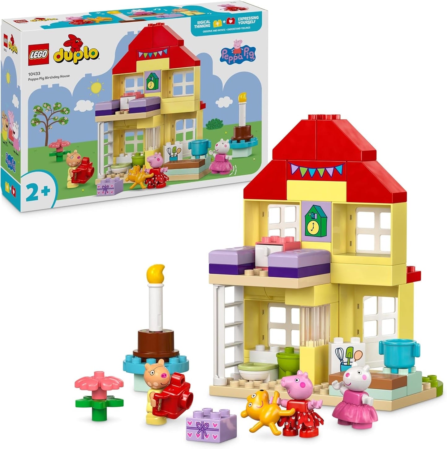 LEGO DUPLO Peppas födelsedagshus: Kreativ 3-siffrig leksak, bygg och bygg om leksakshus för 2-åringar, pojkar och flickor, främjar skicklighet 10433 Byggset Besuche den LEGO-Store Standardtitel