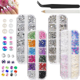 5820 Stück Strasssteine ​​Nägel, Glitzersteine ​​Nägel Und Halbrunde Perlen, AB Kristall Rhinestones, Flatback Nagel Steine ​​Mit Pinzette Und Stift Für Nagel/Diy (Mehrere Größen Und Farben)