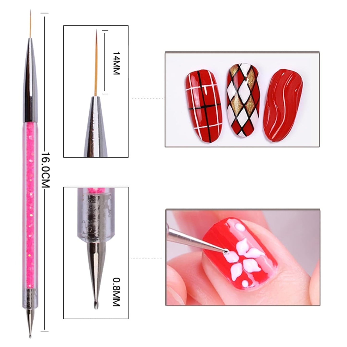 Nagel Art Fineliner Pinsel[5 Stück],Nagel Art Liner Pinsel,Professionel Detail Pinselet,Nagellack Pinsel,Für Nagel Art Design Painting Salon,Nageldesign Nagel Fußpflege