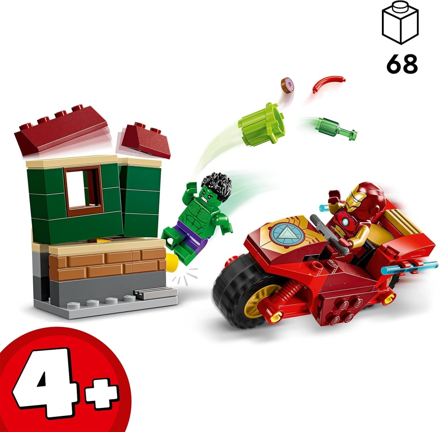 LEGO Marvel Iron Man med cykel och hulk, byggleksak för superhjälte för barn, samlingsset med cykel och minifigurer, present till flickor och pojkar 4 år gamla 76287 Byggset Besuche den LEGO-Store