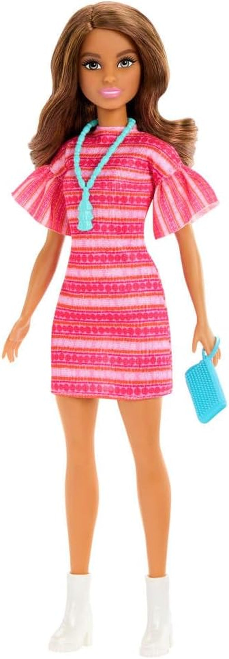 Barbie och Teresa Rezept für Freundschaft Teresa-Modepuppe med unverkennbarem Outfit till An- och Ausziehen, med tillbehör inklusive ett halsband, JCT02