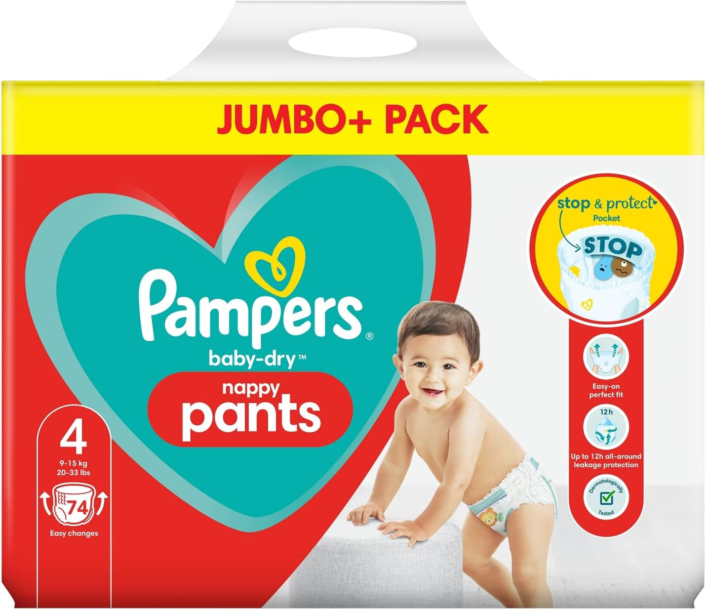 Pampers Baby-Dry blöjor, storlek 8, 43 blöjor, från 19 kg, Jumbo+ förpackning